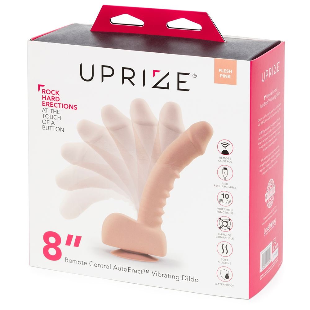 Uprize Remote Control Rising 8 Inch Vibrating Realistic Dildo Pink Flesh