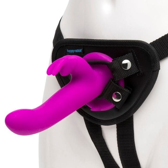 Happy Rabbit Vibrating Strap On Harness Set Purple 2 Happy Rabbit Vibrating Strap On Harness Set Purple