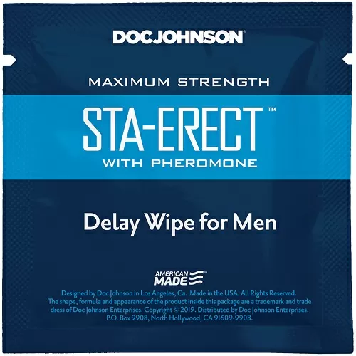 Doc Johnson Sta-Erect with Pheromone Delay Wipe For Men